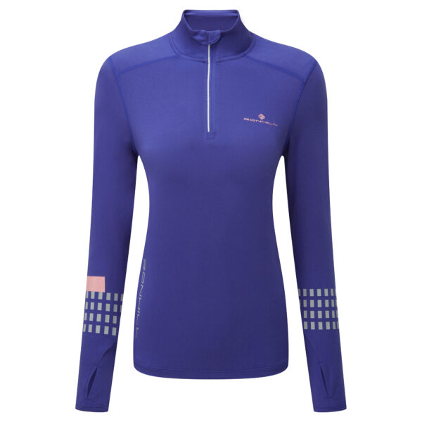 Ronhill Women's Afterhours 1/2 Zip Tee - Indigo/Blush/Reflective