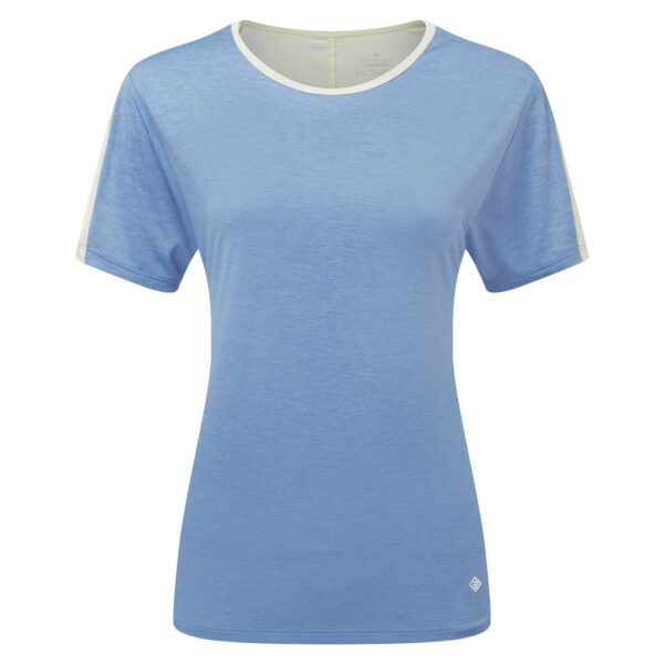 Ronhill Women's Tech Glide Tee - Lake Blue Marl/Vanilla