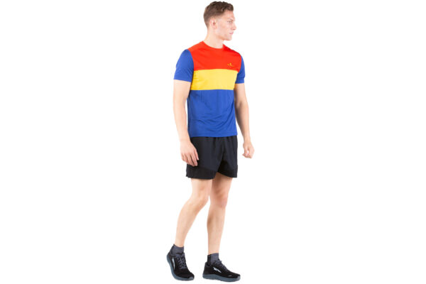 Ronhill Men's Tech Trio Tee - Dark Cobalt Marl/Solar - Image 3