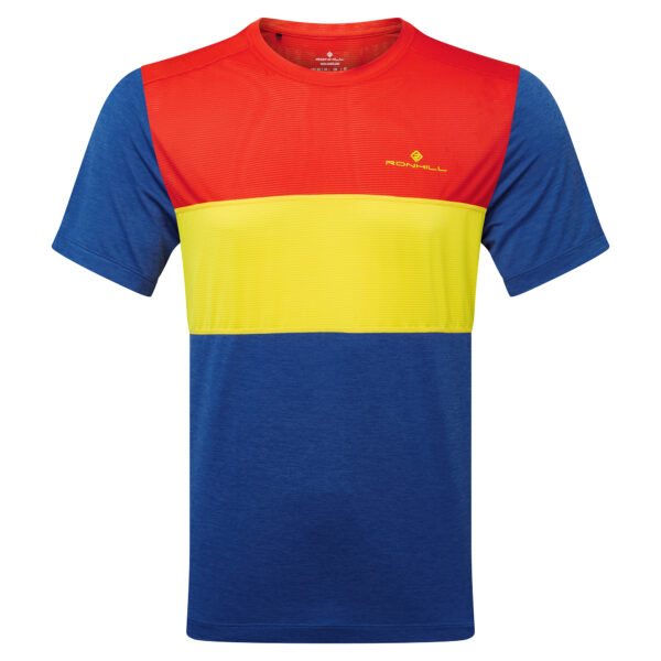 Ronhill Men's Tech Trio Tee - Dark Cobalt Marl/Solar