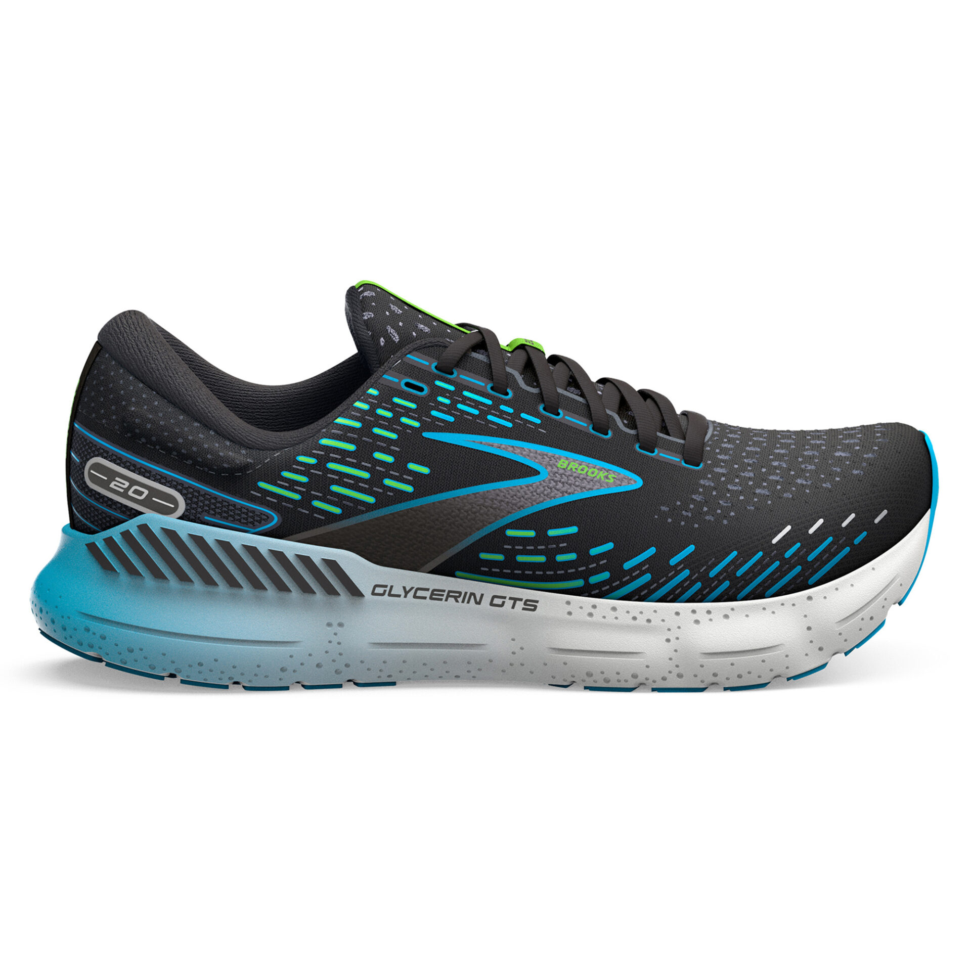 Brooks Men's Glycerin GTS 20 - Black/Hawaiian Ocean/Green - Running Bath