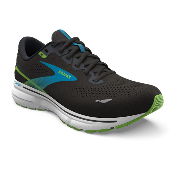 Brooks Men's Ghost 15 - Black/Hawaiian Ocean/Green - Image 3