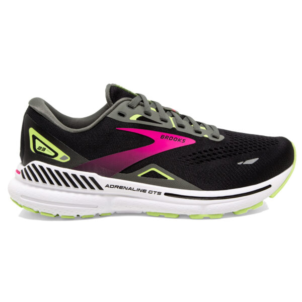 Brooks Women's Adrenaline GTS 23 Wide - Black/Gunmetal/Sharp Green