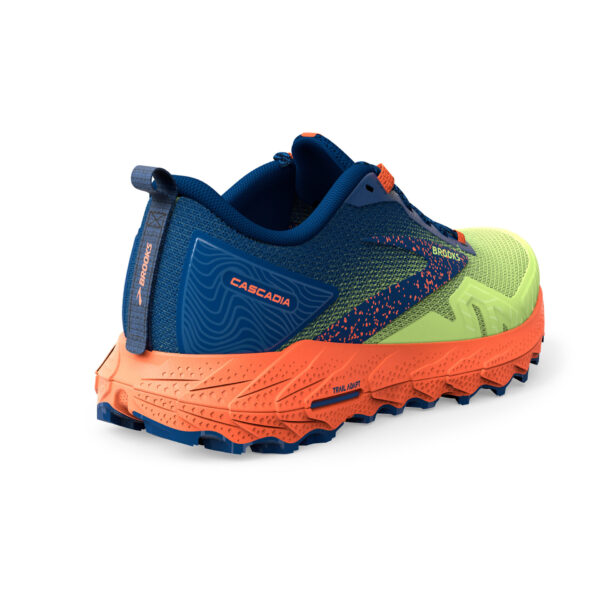 Brooks Men's Cascadia 17 - Sharp Green/Navy/Firecracker - Image 4