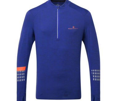 Ronhill Men's Afterhours 1/2 Zip Tee - Cobalt Marl/Flame/Reflective
