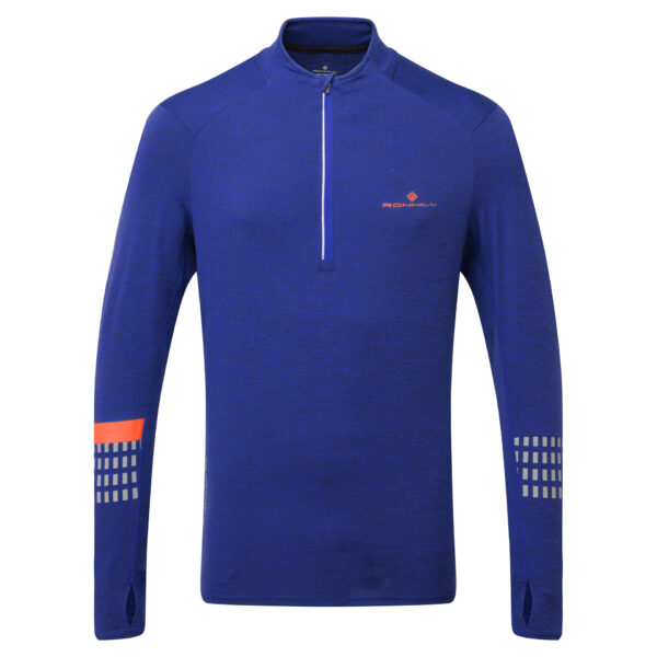 Ronhill Men's Afterhours 1/2 Zip Tee - Cobalt Marl/Flame/Reflective