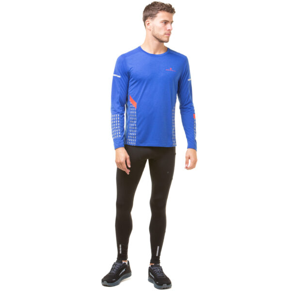 Ronhill Men's Afterhours L/S Tee - Cobalt/Flame/Reflective - Image 3