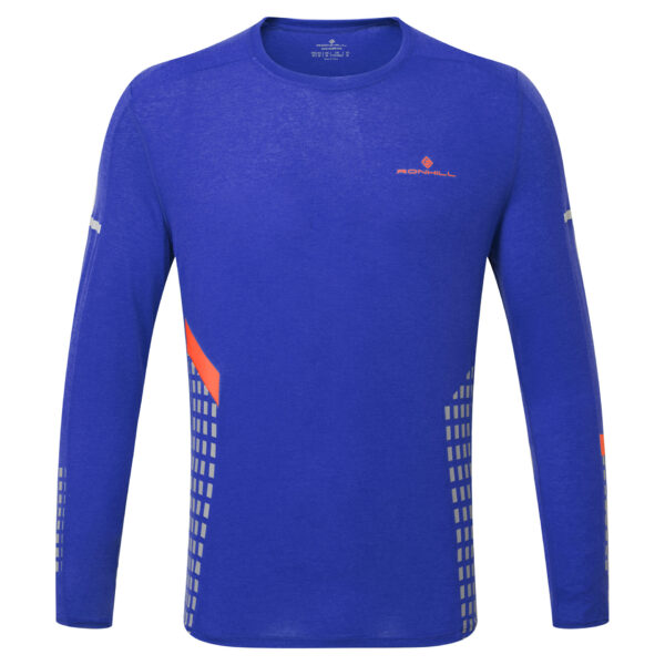 Ronhill Men's Afterhours L/S Tee - Cobalt/Flame/Reflective