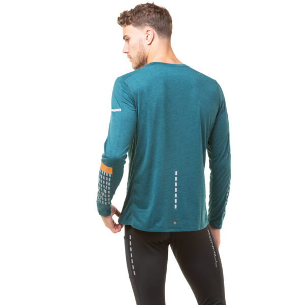 Ronhill Men's Afterhours L/S Tee - Deep Lagoon/Copper/Reflective - Image 4