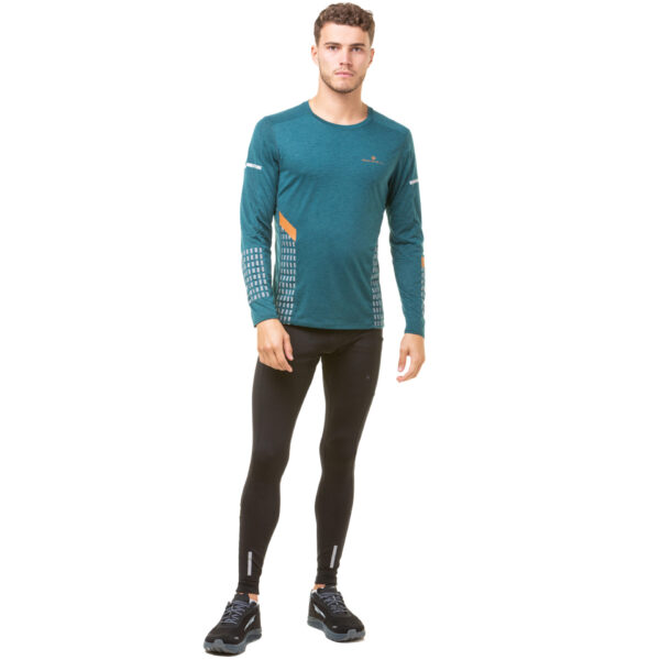 Ronhill Men's Afterhours L/S Tee - Deep Lagoon/Copper/Reflective - Image 3