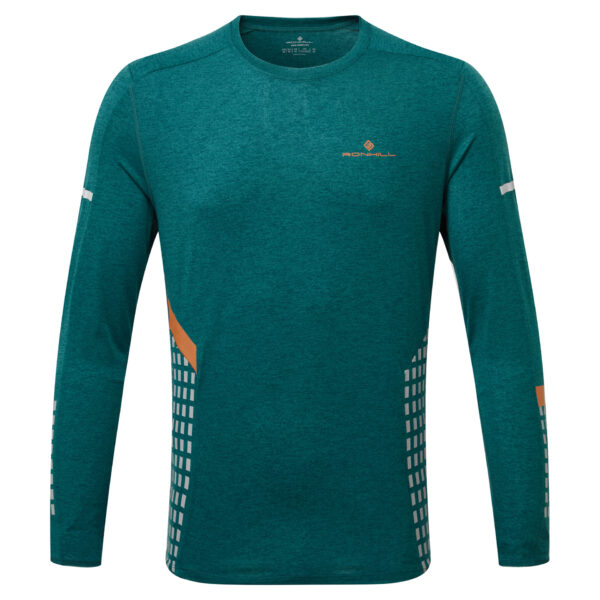 Ronhill Men's Afterhours L/S Tee - Deep Lagoon/Copper/Reflective