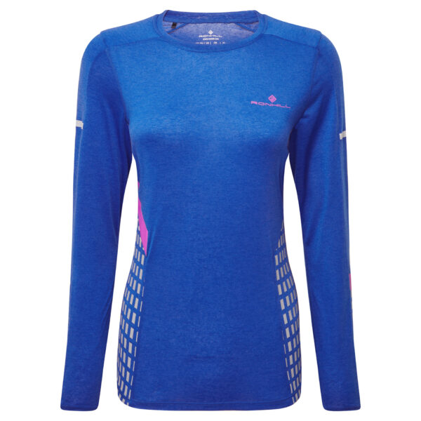 Ronhill Women's Tech Afterhours L/S Tee - Cobalt/Thistle/Reflective
