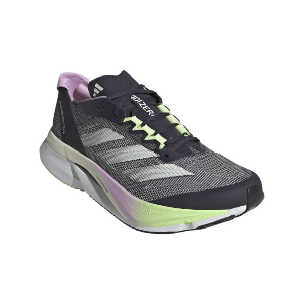 Adidas Men's Adizero Boston 12 - Aurora Black/Zero Metalic/Green Spark - Image 3