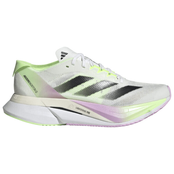 Adidas Women's Adizero Boston 12 - Footwear White/Core Black/Green Spark