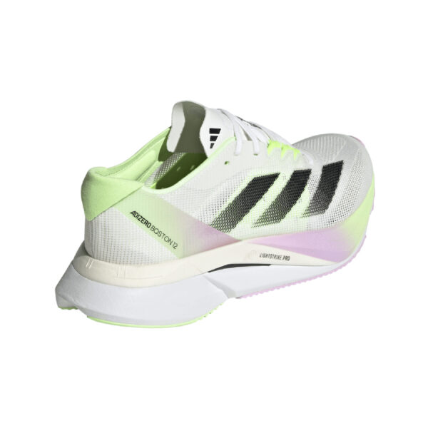 Adidas Women's Adizero Boston 12 - Footwear White/Core Black/Green Spark - Image 4