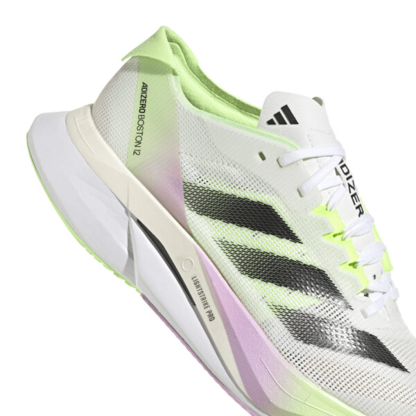 Adidas Women's Adizero Boston 12 - Footwear White/Core Black/Green Spark - Image 7