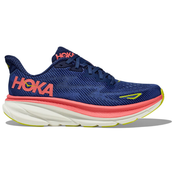 Hoka Women's Clifton 9 Wide - Evening Sky/Coral