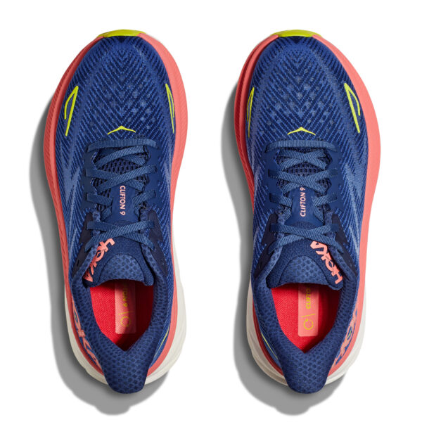 Hoka Women's Clifton 9 Wide - Evening Sky/Coral - Image 6