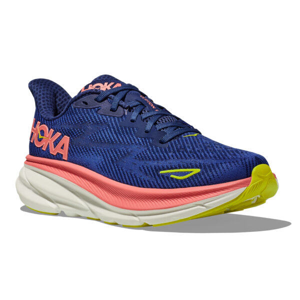 Hoka Women's Clifton 9 Wide - Evening Sky/Coral - Image 3