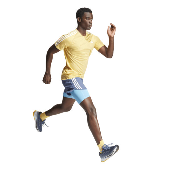 Adidas Men's Own The Run 3-Stripe Tee - Semi Spark - Image 4