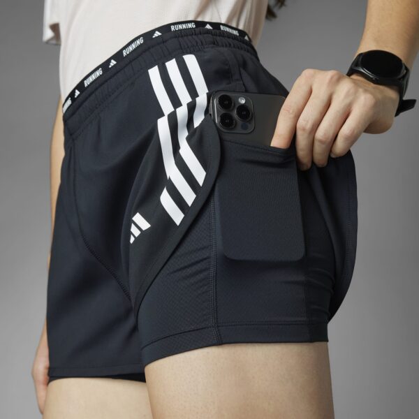 Adidas Women's Own the Run 3-Stripe 2in1 Short - Black - Image 9