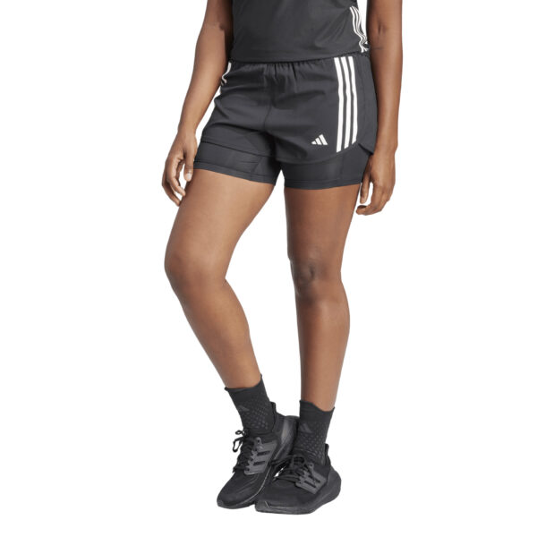 Adidas Women's Own the Run 3-Stripe 2in1 Short - Black - Image 2