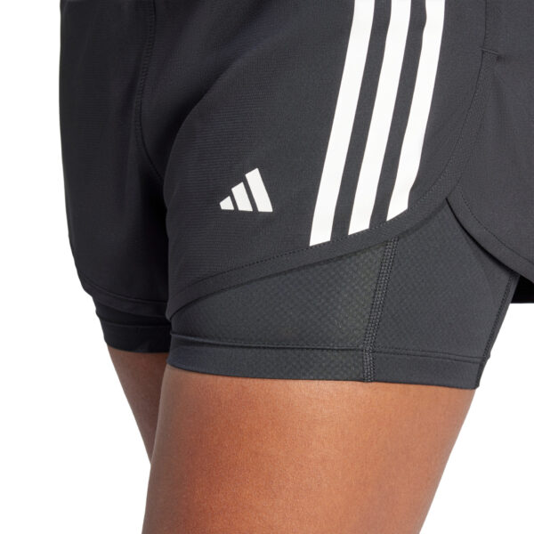Adidas Women's Own the Run 3-Stripe 2in1 Short - Black - Image 4