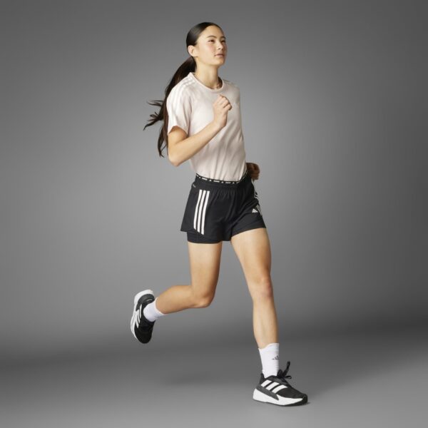 Adidas Women's Own the Run 3-Stripe 2in1 Short - Black - Image 6