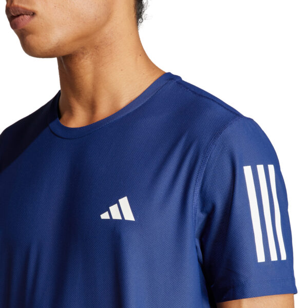 Adidas Men's Own The Run 3-Stripe Tee - Dark Blue - Image 4