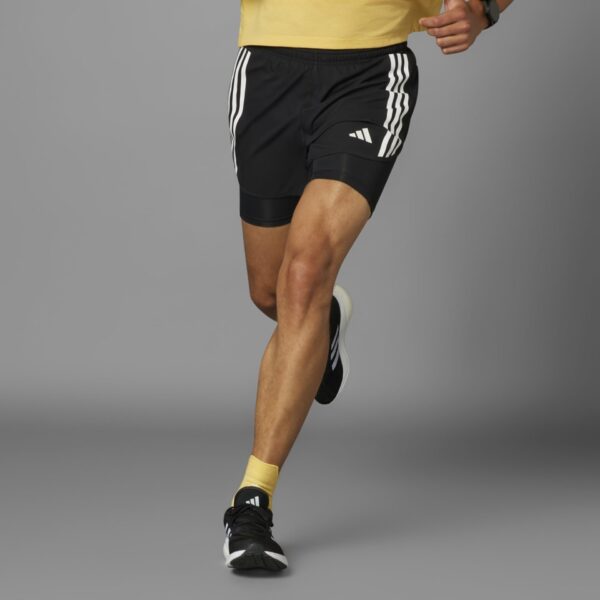 Adidas Men's Own the Run 3-Stripe 2in1 Short - Black - Image 6
