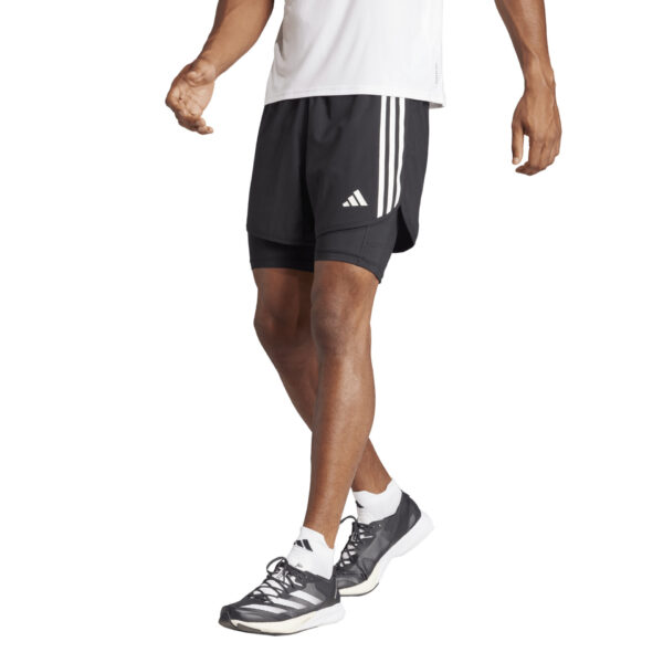 Adidas Men's Own the Run 3-Stripe 2in1 Short - Black - Image 2