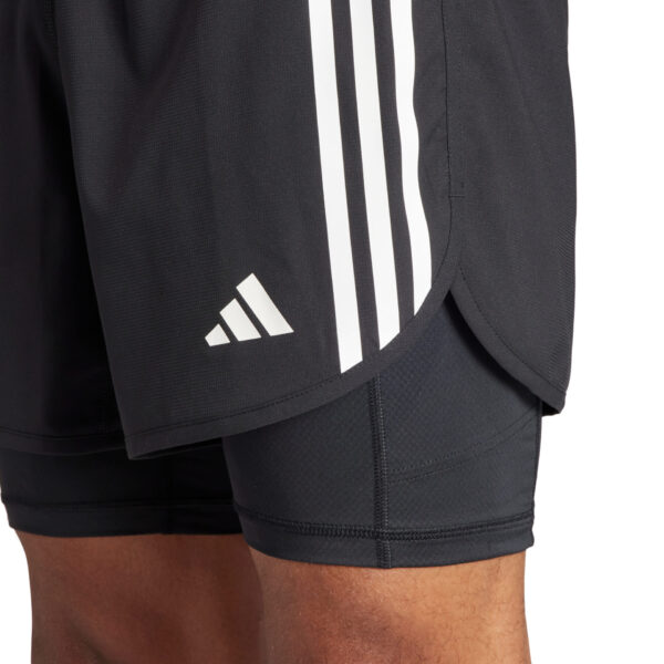 Adidas Men's Own the Run 3-Stripe 2in1 Short - Black - Image 4