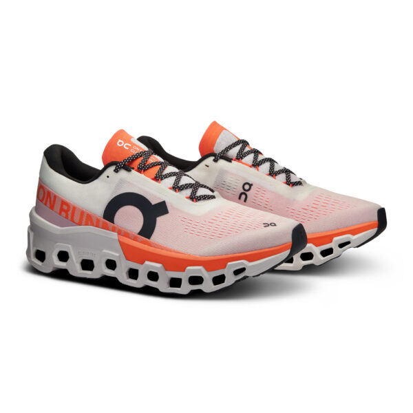 On Men's Cloudmonster 2 - White/Flame - Image 3