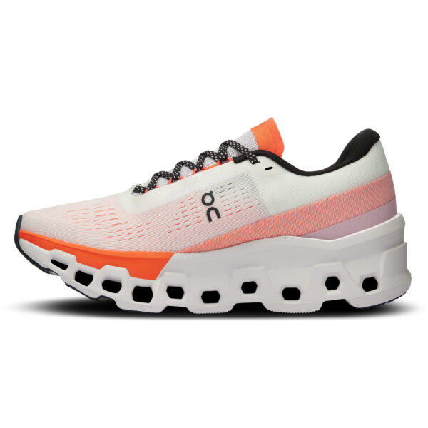 On Women's Cloudmonster 2 - White/Flame - Image 2