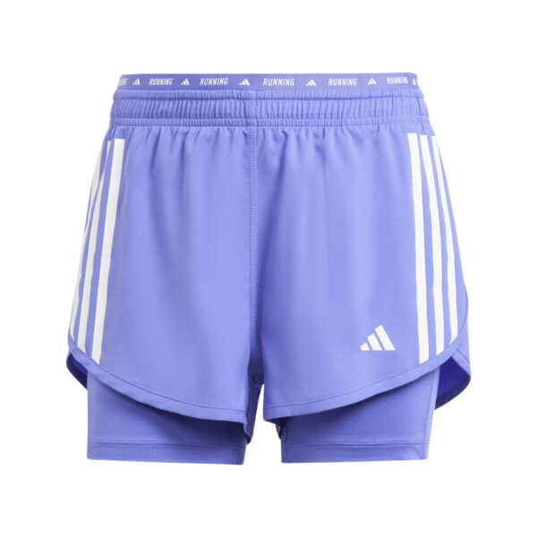 Adidas Women's Own the Run 3-Stripe 2in1 Short - Blue - Image 3