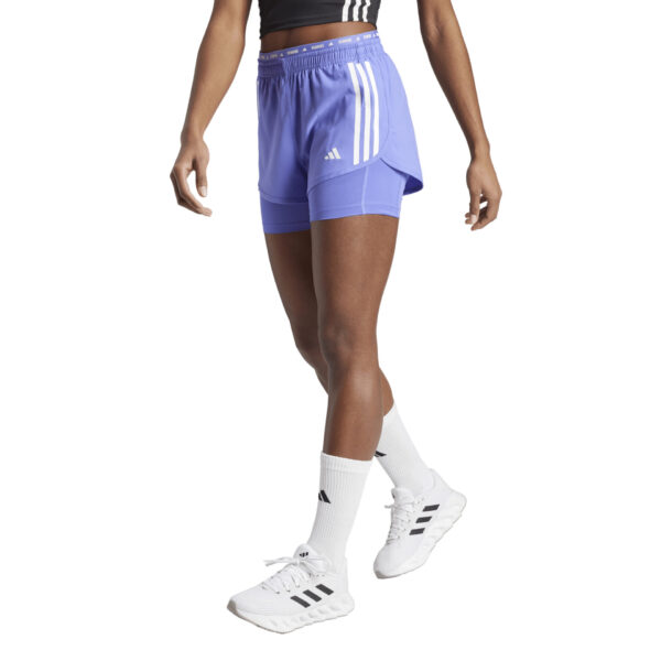 Adidas Women's Own the Run 3-Stripe 2in1 Short - Blue
