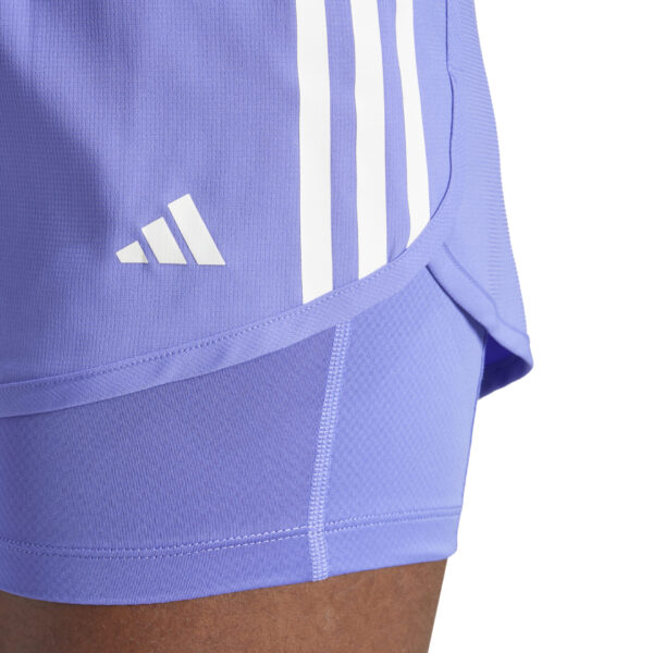 Adidas Women's Own the Run 3-Stripe 2in1 Short - Blue - Image 4
