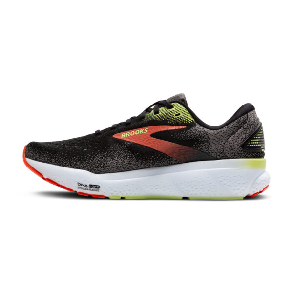 Brooks Men's Ghost 16 Wide - Black/Mandarin Red/Green - Image 2