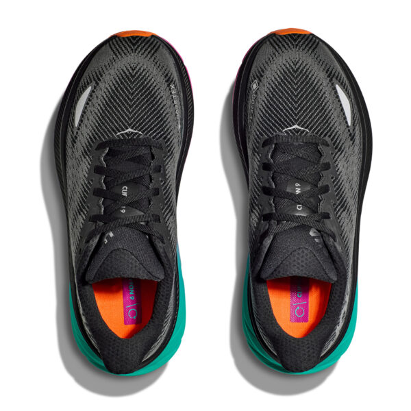 Hoka Women's Clifton 9 GTX - Black/Electric Aqua - Image 6
