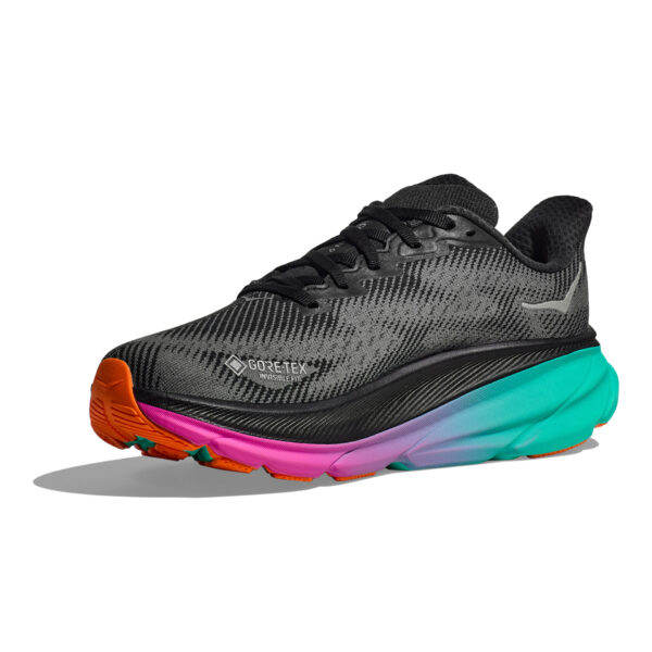 Hoka Women's Clifton 9 GTX - Black/Electric Aqua - Image 4