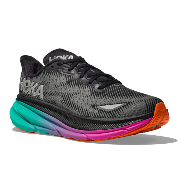 Hoka Women's Clifton 9 GTX - Black/Electric Aqua - Image 3