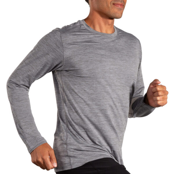 Brooks Men's Luxe Long Sleeve - Htr Charcoal - Image 3