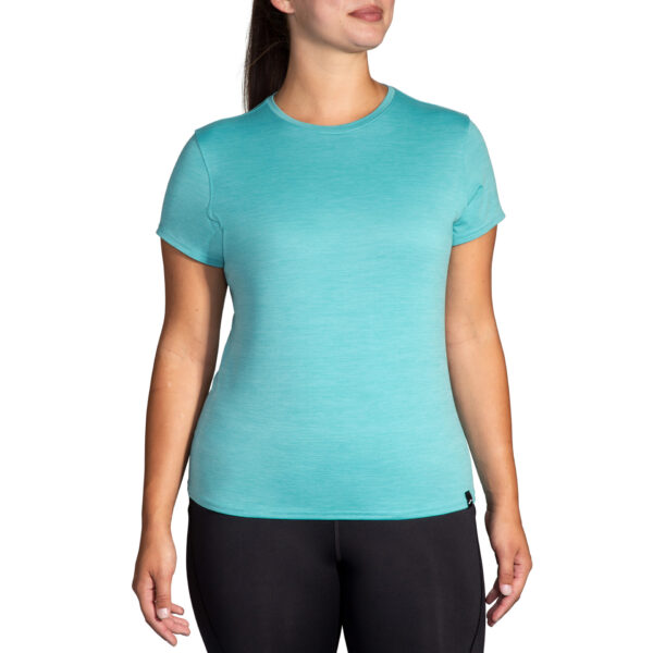 Brooks Women's Luxe Short Sleeve - Htr Aqua - Image 2