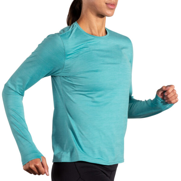 Brooks Women's Luxe Long Sleeve - Htr Aqua - Image 4