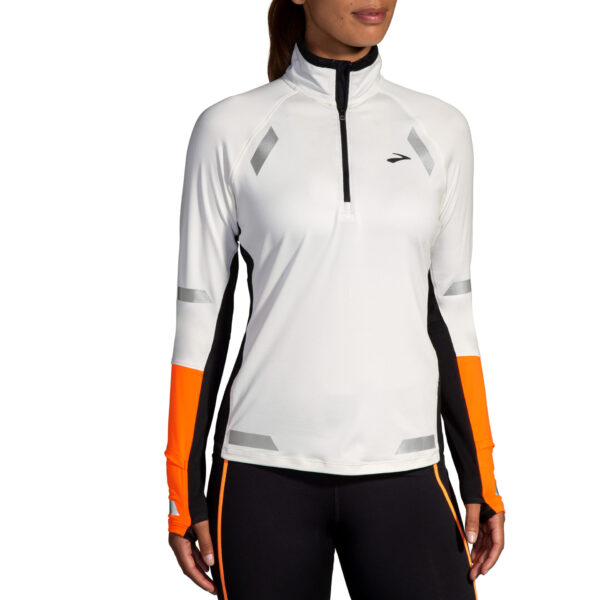 Brooks Women's Run Visible 1/2 Zip 2.0 - Ecru/Fluoro Flash/Black