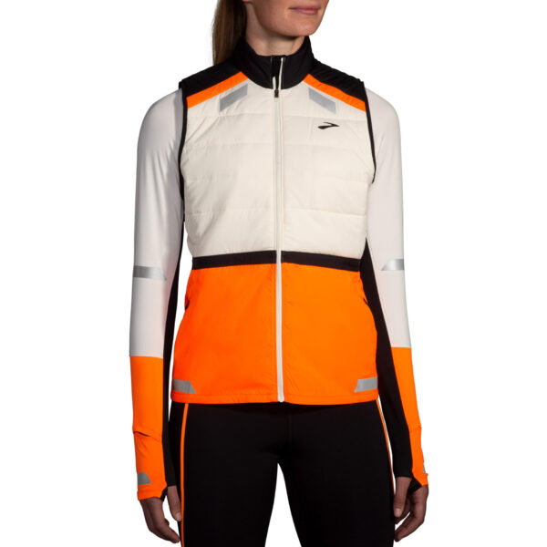 Brooks Women's Run Visible Insulated Vest 2.0 - Ecru/Fluoro Flash/Black