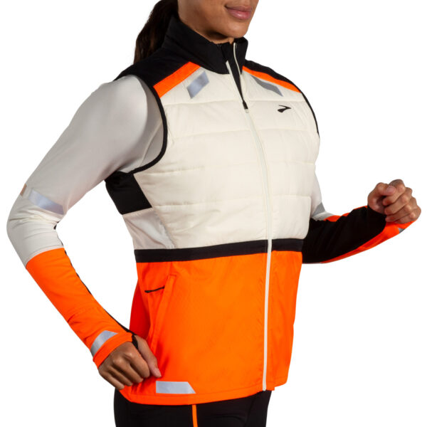 Brooks Women's Run Visible Insulated Vest 2.0 - Ecru/Fluoro Flash/Black - Image 3