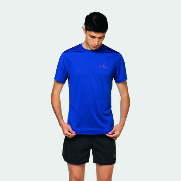 Ronhill Men's Tech S/S Tee - Ocean/Cardinal Orange - Image 3