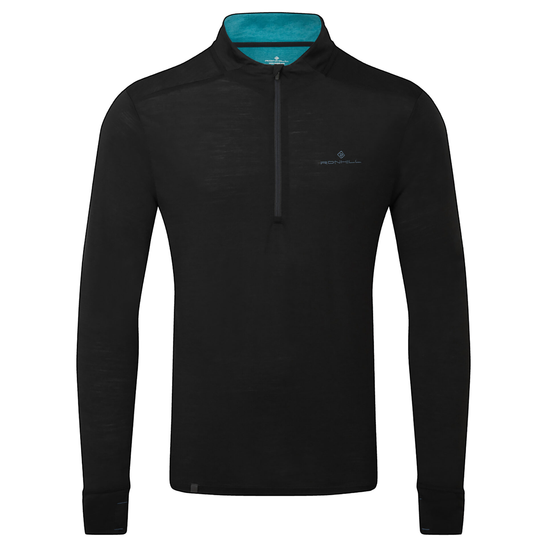 Ronhill Men's Tech Merino 1/2 Zip - Black/Lake - Image 4