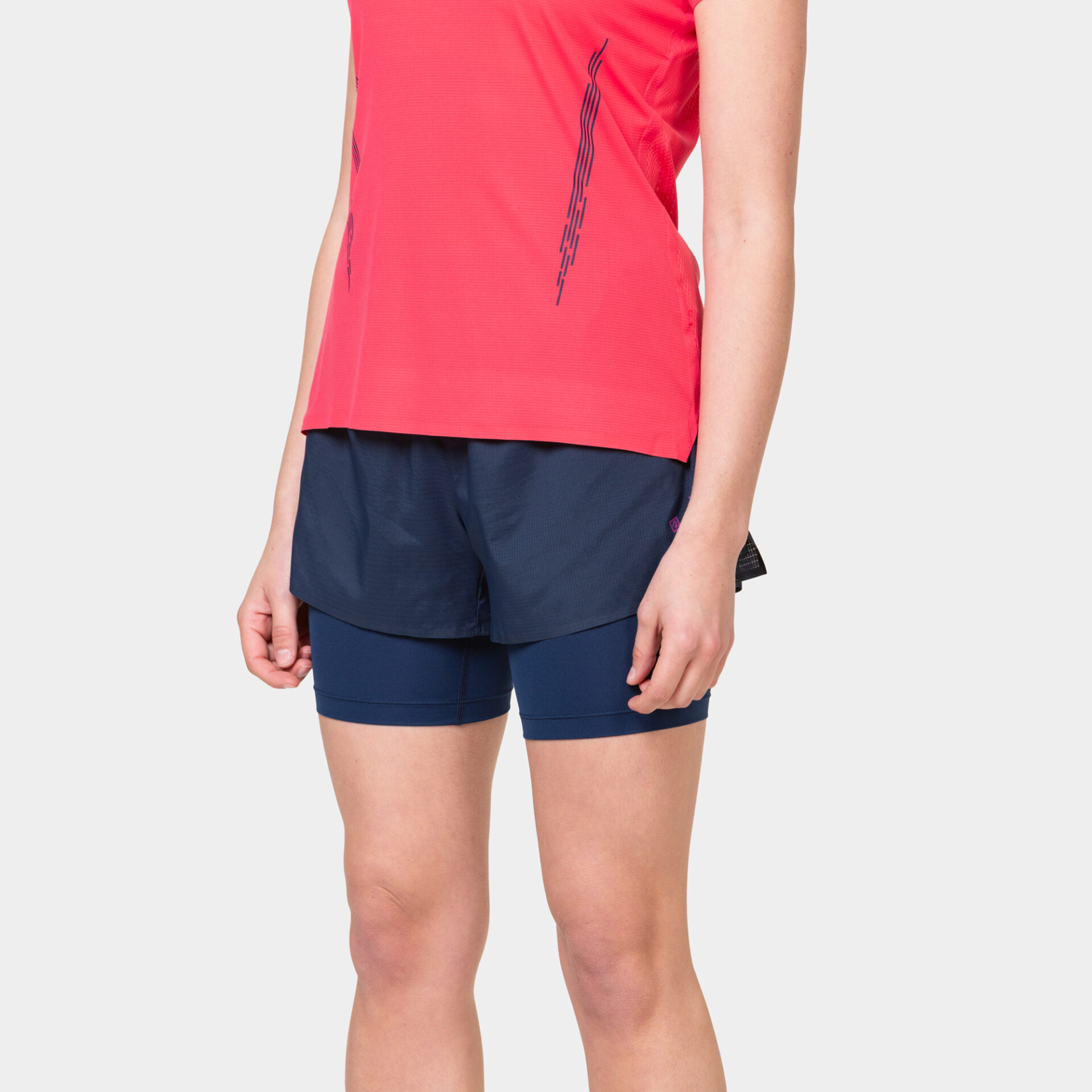 Ronhill Women's Tech Race Twin Short - Dark Navy/Razzmatazz